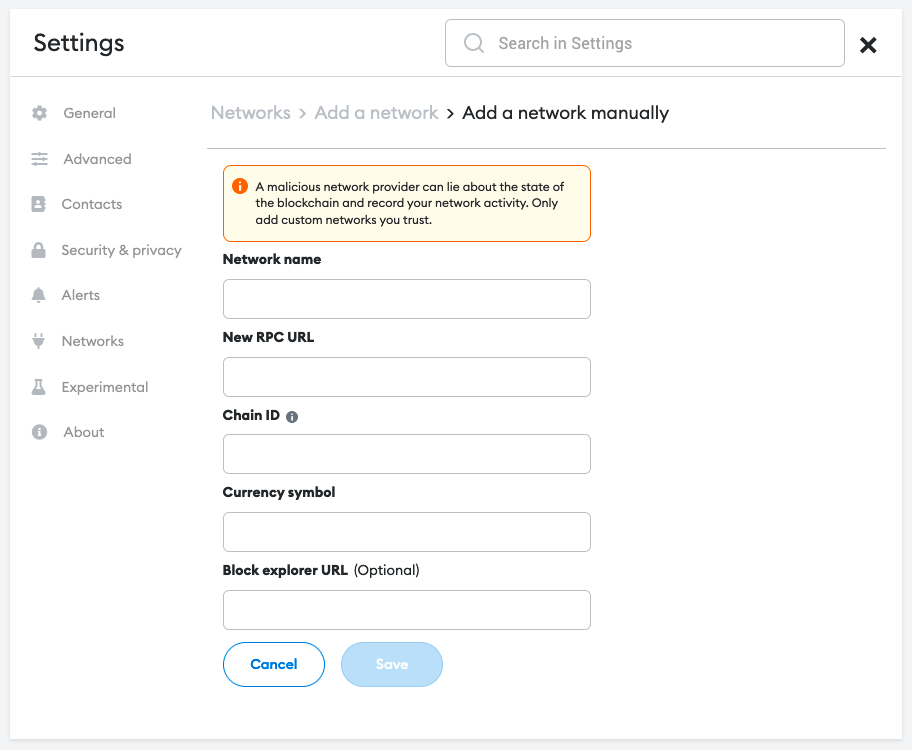 Adding Network address Manually