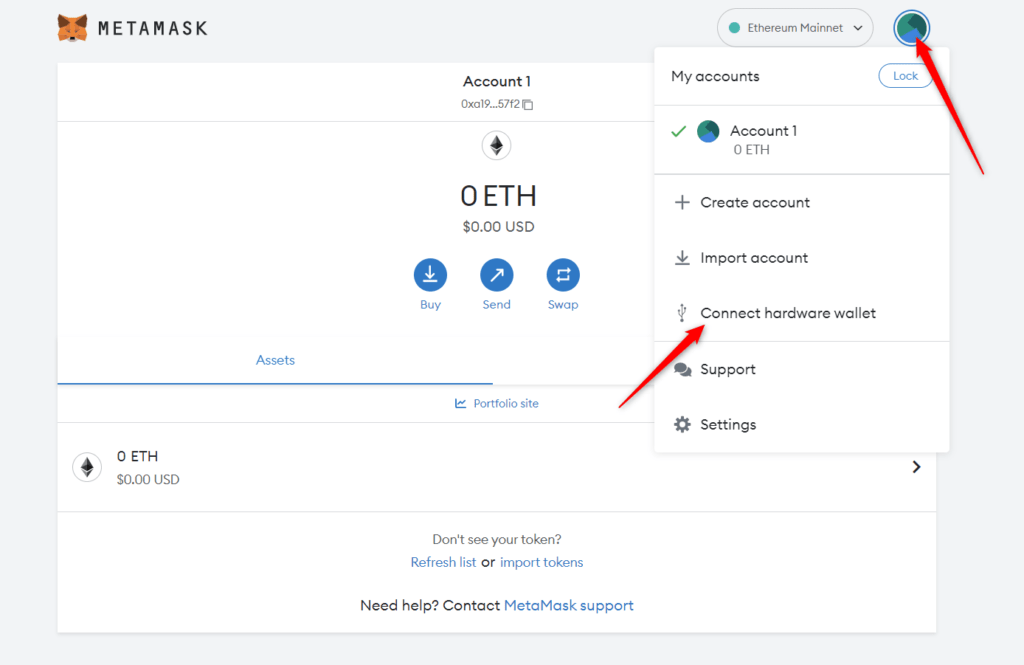 connect Ledger to metamask