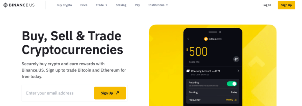 Binance.us trading platform