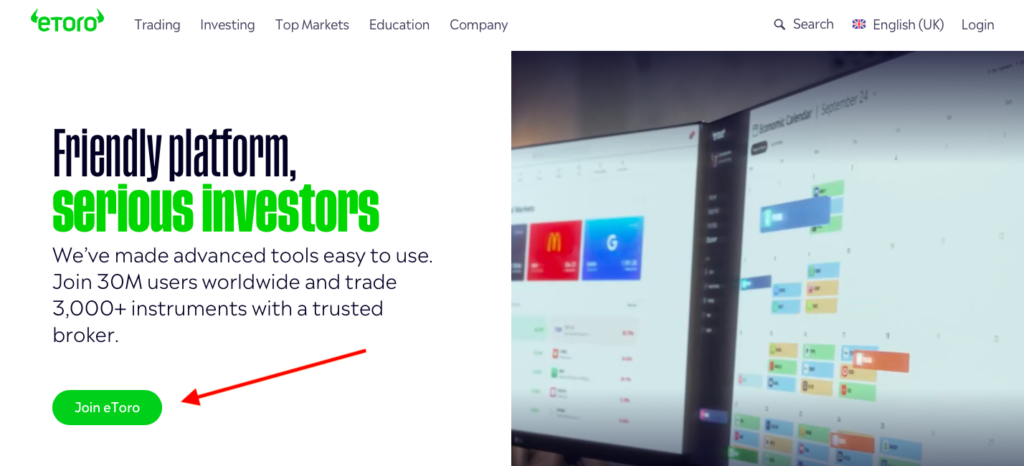 sign up eToro