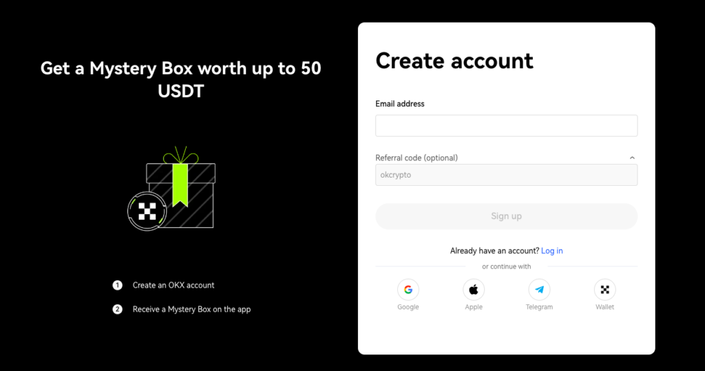 OKX sign up code
