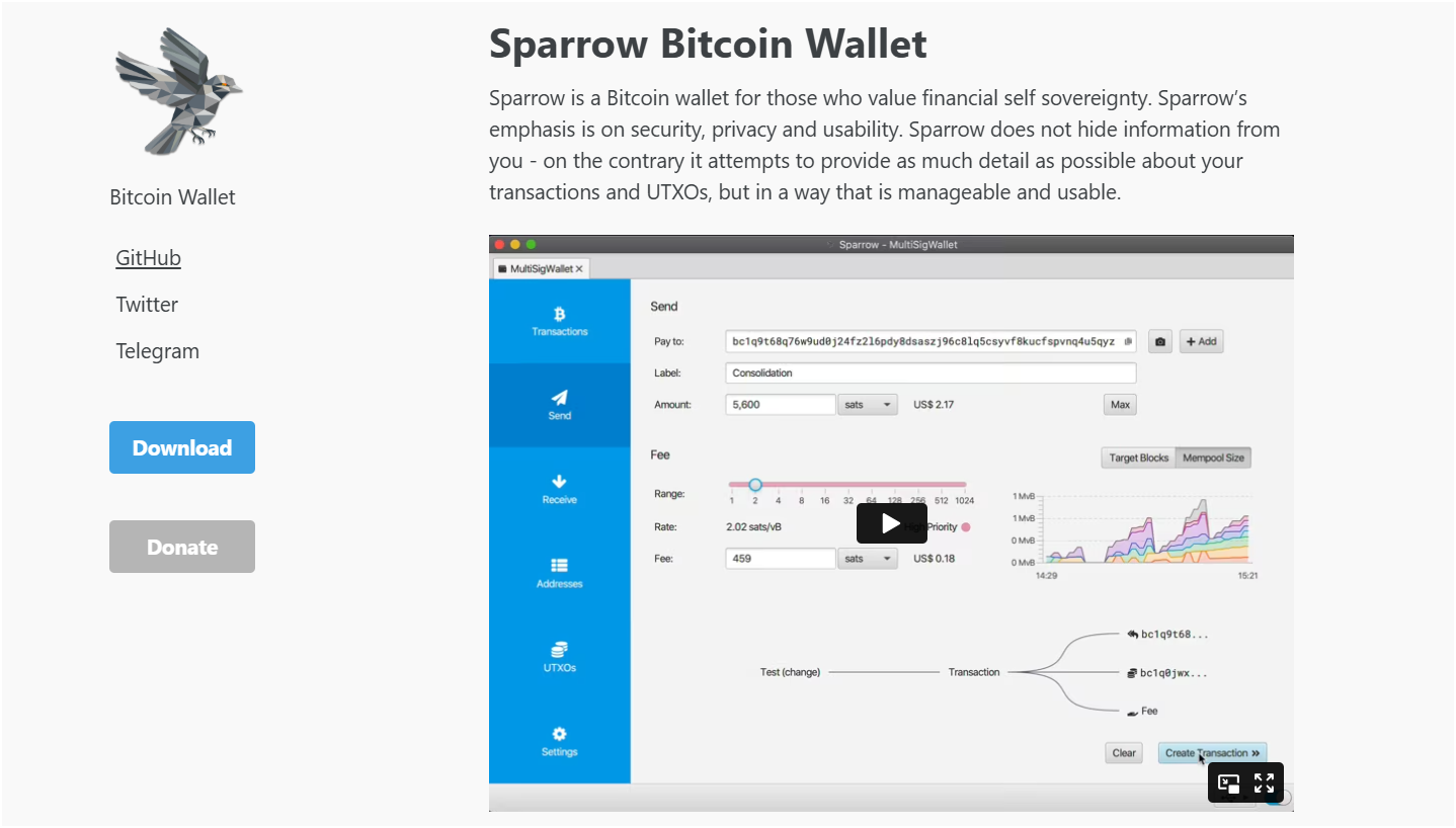 Sparrow Bitcoin wallet