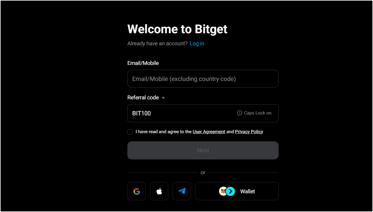 Register on altcoin exchange