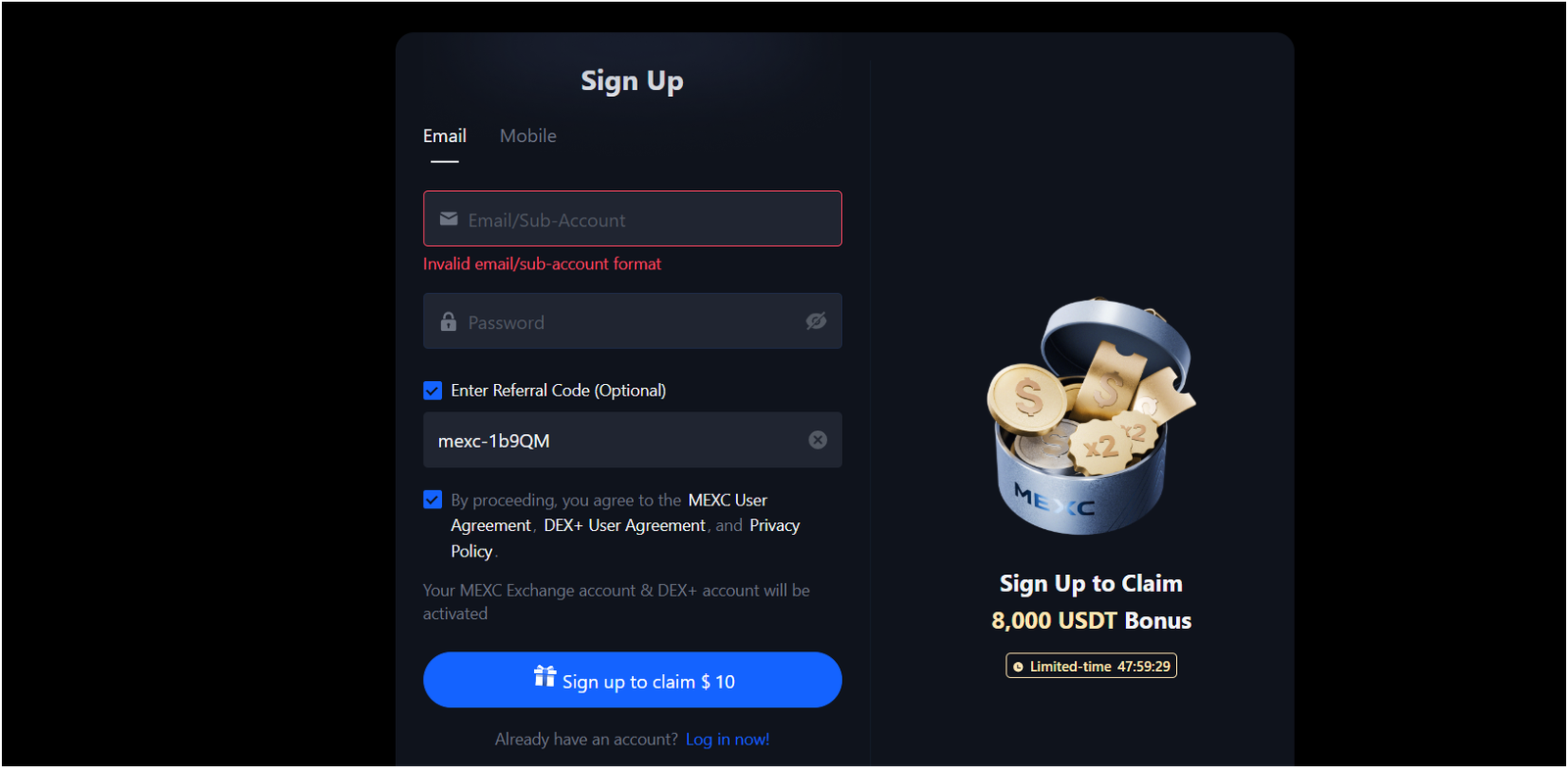 MEXC buying crypto under 18