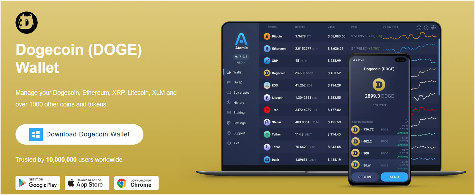 Atomic Dogecoin (DOGE) wallet