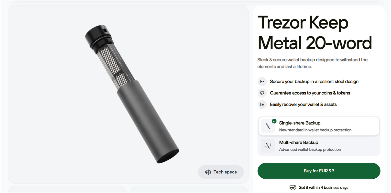 Trezor wallet backup metal