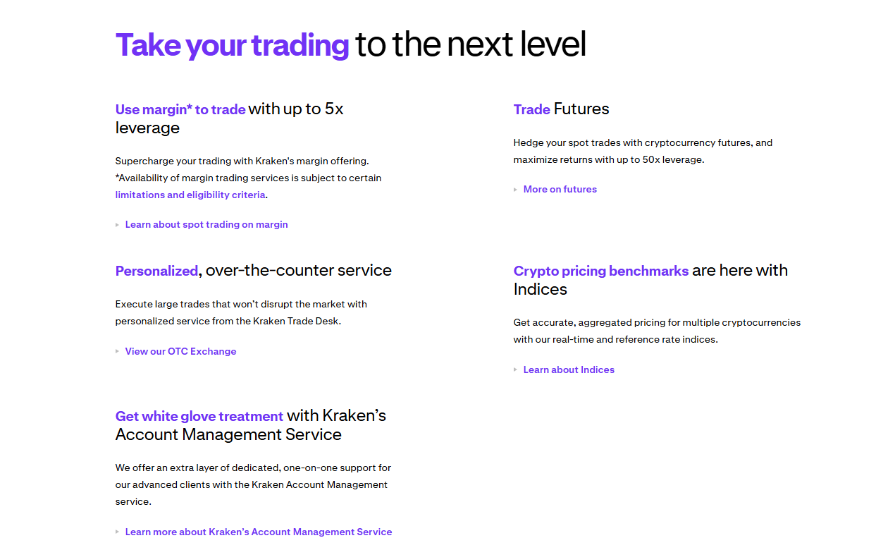 Kraken features and products