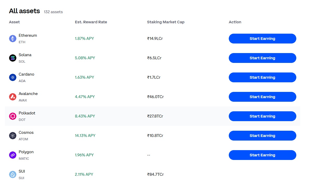 Coinbase staking