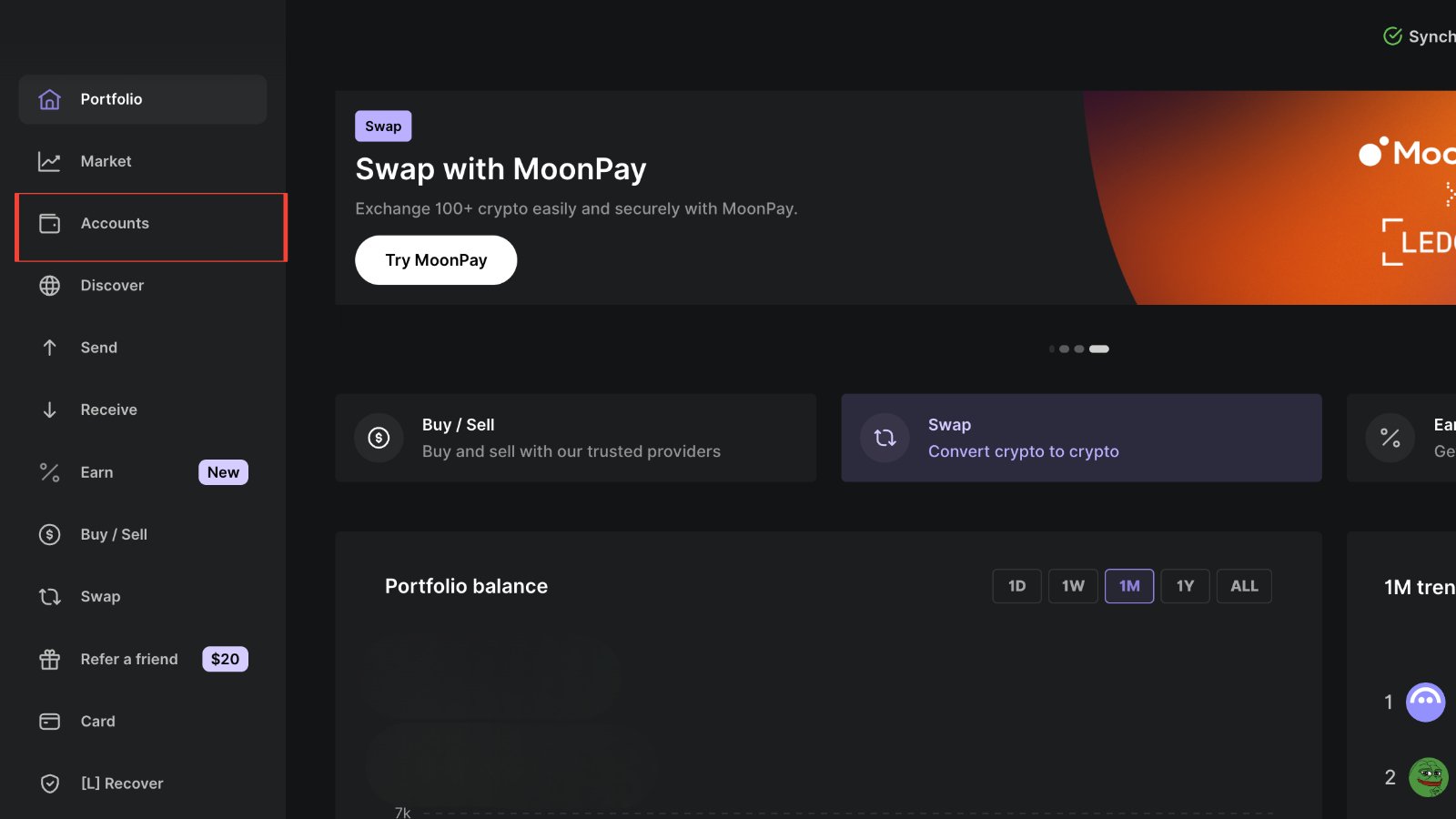 Ledger digital wallet for fiat and crypto